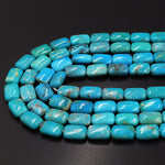 Real Genuine Natural Blue Turquoise Rectangle Cushion Beads 15.5" Strand