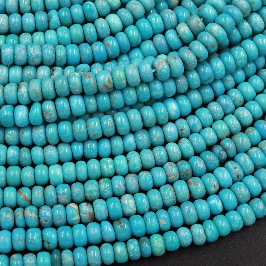 Genuine Real Natural Arizona Blue Turquoise mm Rondelle Beads 15.5" Strand
