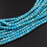 Natural Blue Turquoise Rounded Square Tube Beads 3mm 4mm Genuine Real Turquoise Gemstone 15.5" Strand