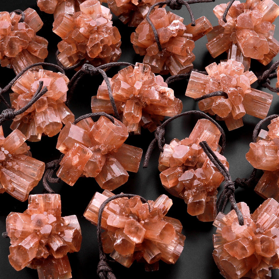 Natural Aragonite Cyrstal Cluster Druzy Pendant Side Drilled Raw Gemstone Focal Bead