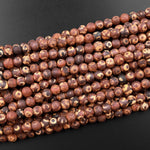 Tibetan Agate 6mm Round Beads Dzi Agate Brown Etched Eye Mala Antique Boho Beads 13.5" Strand