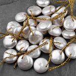 Drilled Natural Freshwater White Coin Pearl Pendant