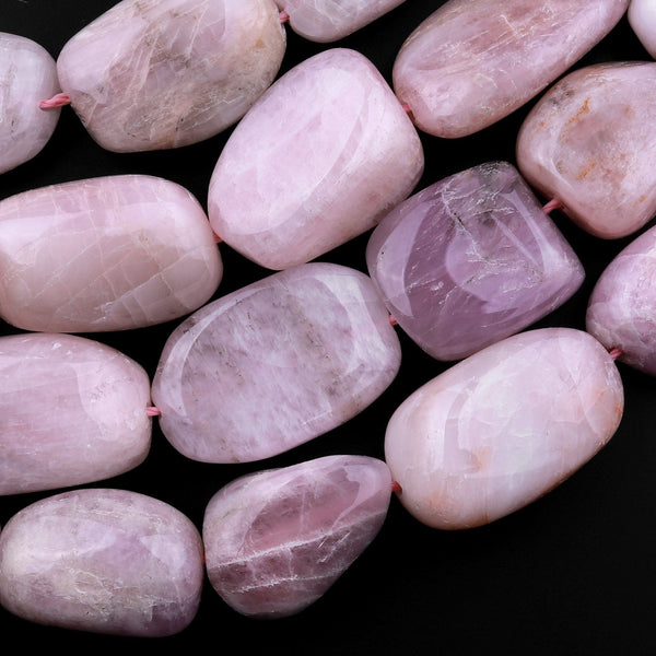 Large Natural Kunzite Freeform Chunky Oval Nuggets Beads 15.5" Strand