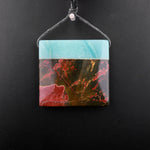 Natural Red Creek Jasper Amazonite Fusion Pendant Multicolor Picasso Jasper Rectangle Square