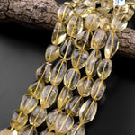 Large Natural Lemon Quartz Nugget Beads Real Genuine Gemstone 15.5" Strand