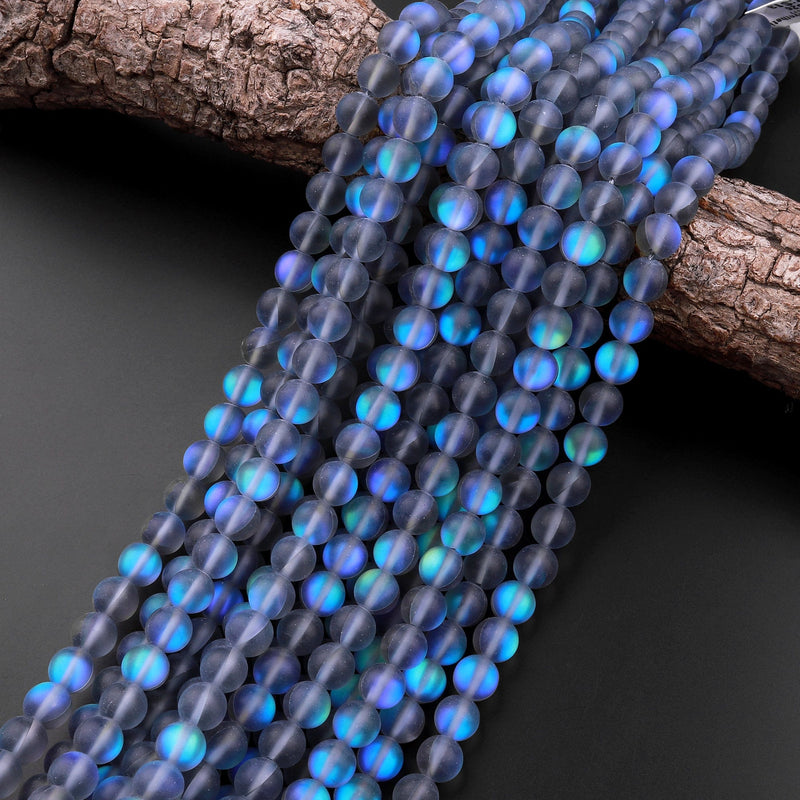 Mermaid Stone beads Aka Mystic Aura Quartz Blue Matte Synthetic Labrad –  Intrinsic Trading