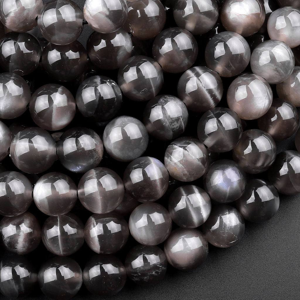 AAA Natural Black Moonstone 6mm 8mm 10mm 12mm Round Beads 15.5" Strand