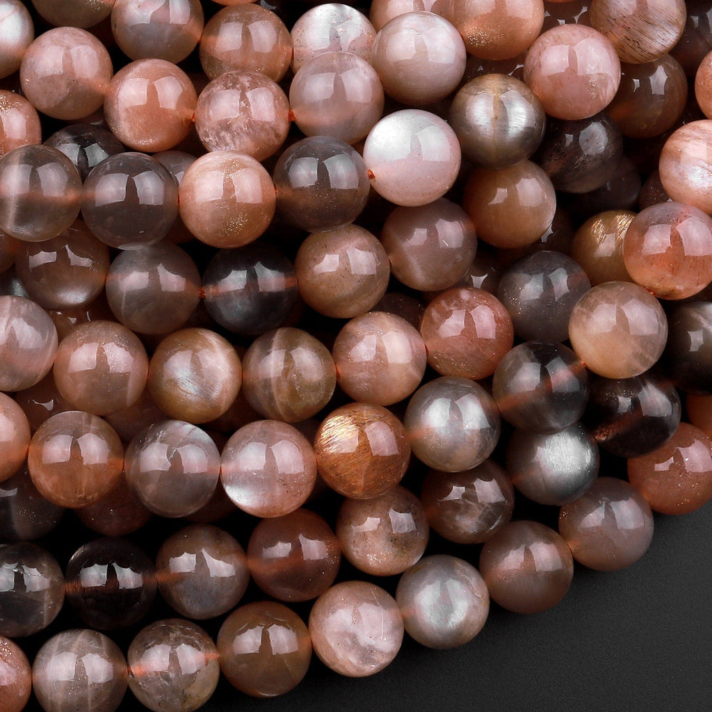 AAA Natural Black Sunstone 6mm 8mm 10mm Round Beads 15.5" Strand