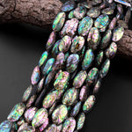 Large Natural Abalone Beads Puffy Oval Nugget Nuggets 15.5" Strand