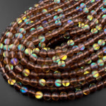 Mermaid Stone beads Aka Mystic Aura Quartz Golden Brown Matte Synthetic Rainbow Moonstone 6mm 8mm 10mm Round Beads 15.5" Strand
