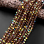 Mermaid Stone beads Aka Mystic Aura Quartz Golden Brown Matte Synthetic Rainbow Moonstone 6mm 8mm 10mm Round Beads 15.5" Strand