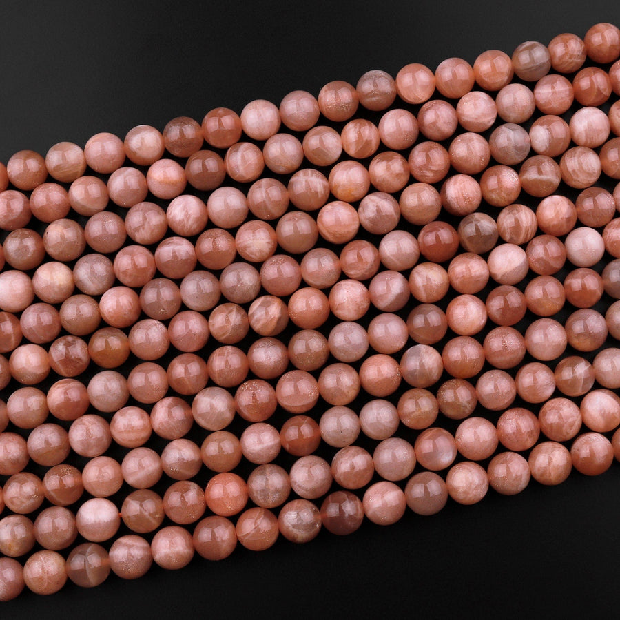 Natural Peach Moonstone 4mm 6mm 8mm 10mm Round Beads 15.5" Strand