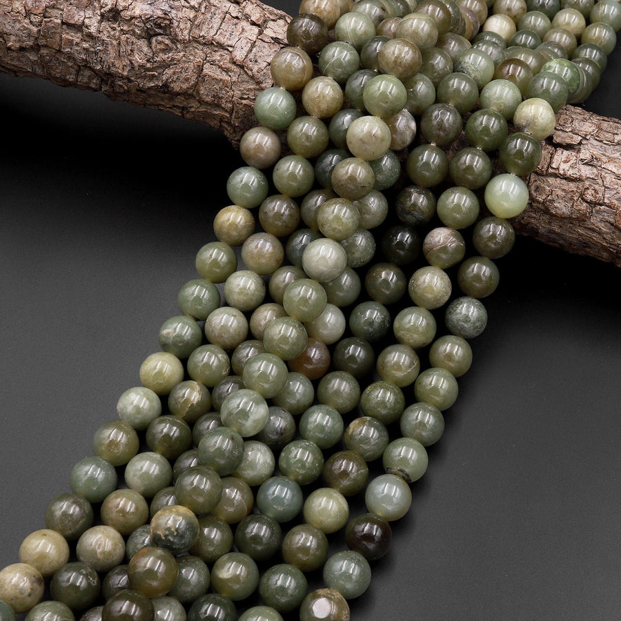 Natural Nephrite Hetian Jade 10mm Smooth Round Beads Real Genuine Green Jade 15.5" Strand