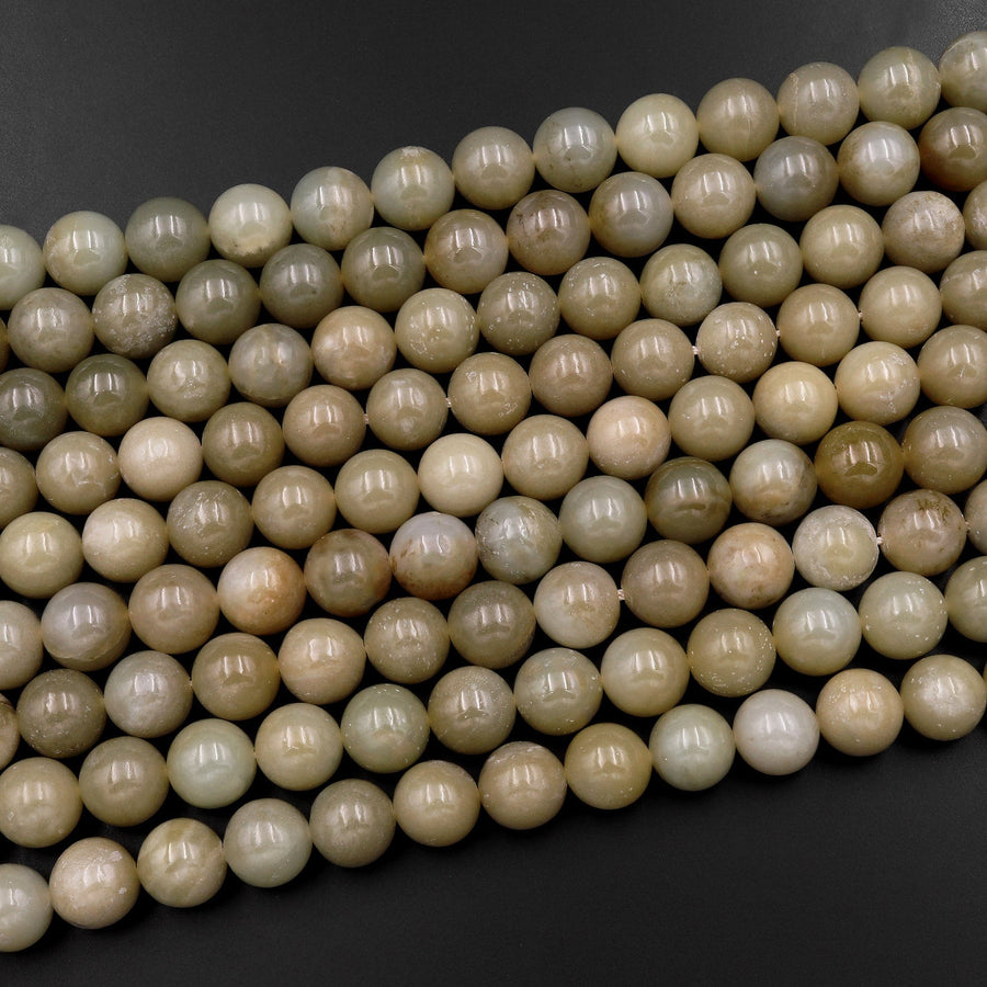 Natural Nephrite Hetian Jade 10mm Smooth Round Beads Real Genuine Jade 15.5" Strand