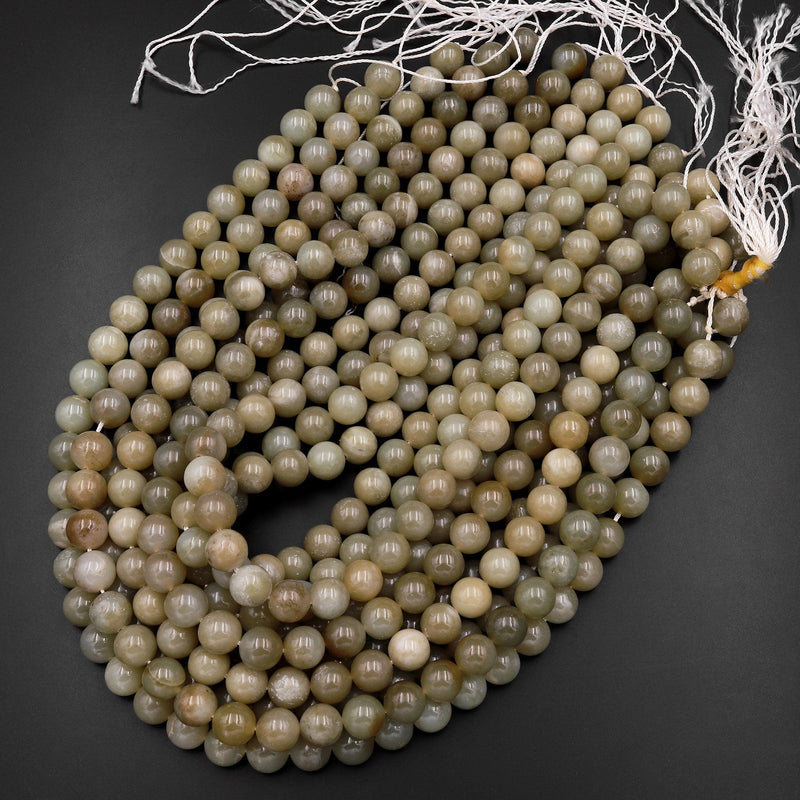Natural Nephrite Hetian Jade 10mm Smooth Round Beads Real Genuine Jade 15.5" Strand