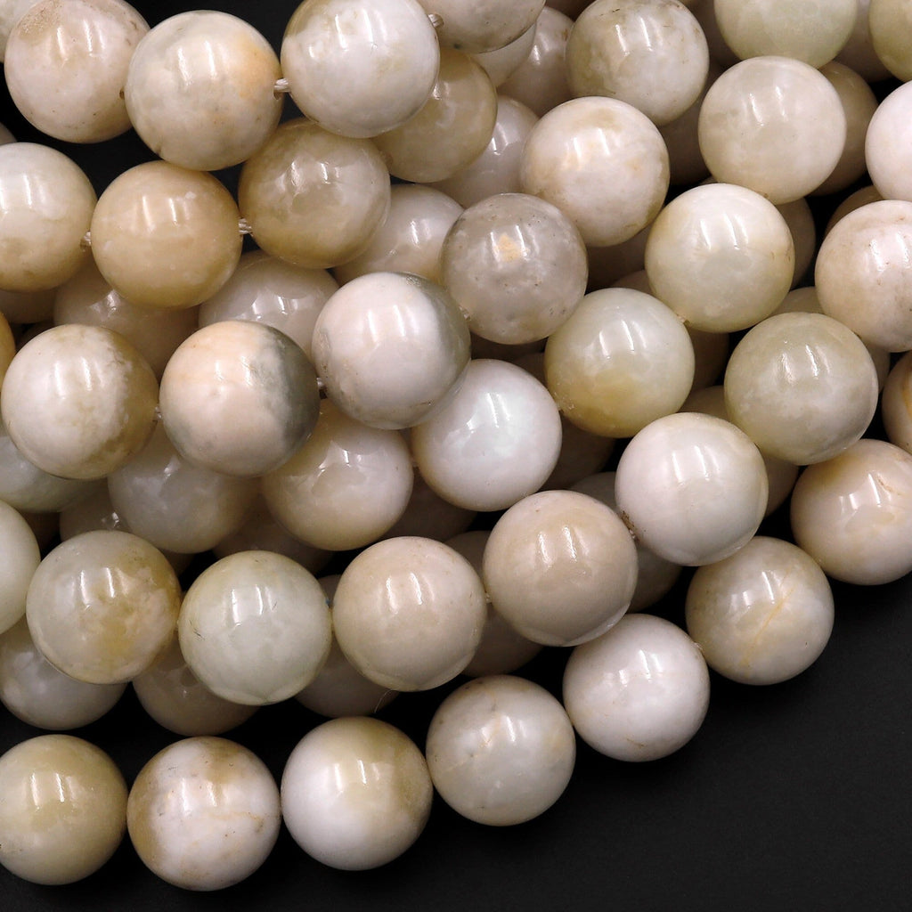 Natural Nephrite Hetian Jade 10mm Smooth Round Beads Real Genuine Jade 15.5" Strand