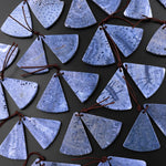 Natural Real Genuine Blue Sponge Coral Triangle Fan Earring Pair Drilled Gemstone Matched Beads