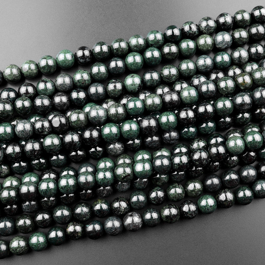 From Burma Stunning Natural Burmese Dark Green Jade Round Beads 4mm 6mm 8mm 10mm 15.5" Strand
