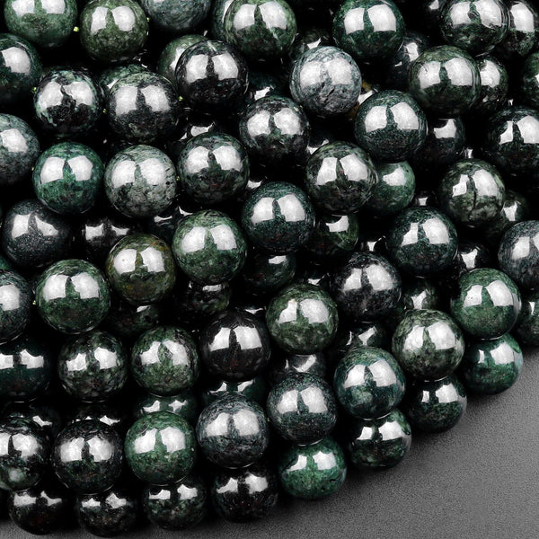 From Burma Stunning Natural Burmese Dark Green Jade Round Beads 4mm 6mm 8mm 10mm 15.5" Strand