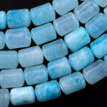 Natural Blue Hemimorphite Barrel Tube Cylinder Beads 15.5" Strand