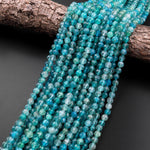 AAA Natural Apatite Beads Faceted 6mm Round Beads Translucent Teal Blue Green Gemstone Micro Cut 15.5" Strand