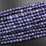 AA Natural Iolite 6mm 7mm 8mm 9mm 10mm 12mm Round Gemstone Beads 15.5" Strand