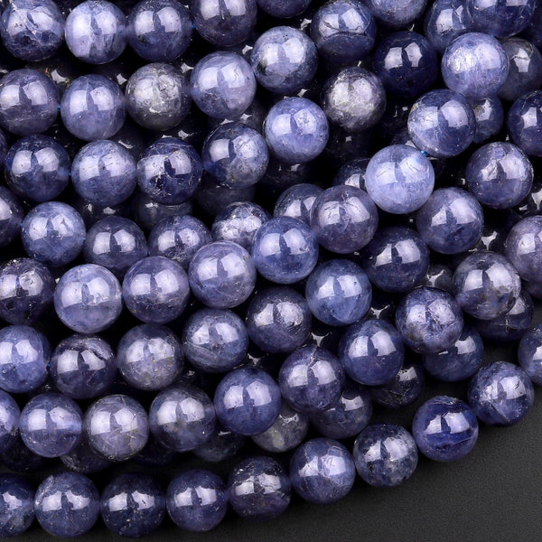 AA Natural Iolite 6mm 7mm 8mm 9mm 10mm 12mm Round Gemstone Beads 15.5" Strand