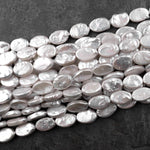 White Oval Pearl Real Genuine Natural Freshwater Pearl 16" Strand