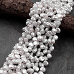 White Keishi Pearl Teardrop Petal Top Side Drilled Real Genuine Natural Freshwater Pearl 16" Strand