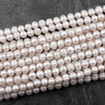 Faceted Genuine Freshwater White Pearl 7mm 8mm Off Round 16" Strand