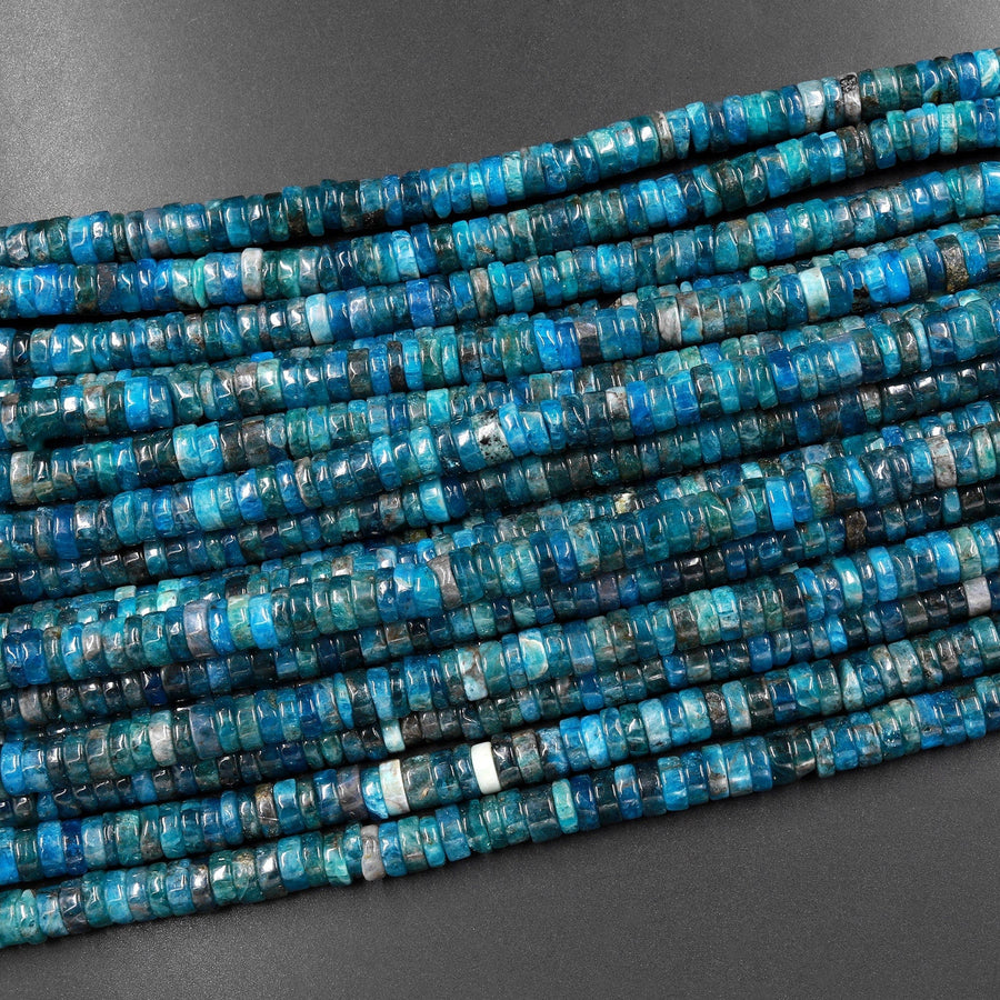 Natural Apatite Heishi Rondelle Beads 6mm Gemstone 15.5" Strand