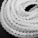 Large Hole Matte Beads 2.5mm Drill Natural Rock Quartz 8mm 10mm Round Beads 8" Strand