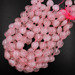 Large Puffy Natural Pink Rose Quartz 20mm Beads Gemstone Heart Veritically Drilled 15.5" Strand