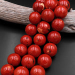 Huge Phenomenal Real Genuine Red Coral Round Beads 30mm 32mm 15.5" Strand