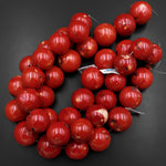 Huge Phenomenal Real Genuine Red Coral Round Beads 30mm 32mm 15.5" Strand