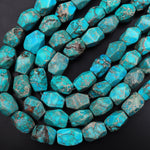 Chunky Faceted Turquoise Jasper Nugget Beads Aka Impression Imperial Jasper Snake Skin Jasper 15.5" Strand