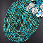 AAA Natural Turquoise 5mm 6mm Faceted Round Beads Real Genuine Blue Green Micro Faceted Cut Gemstone 15.5" Strand