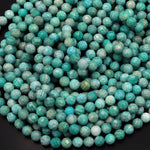 Natural Russian Amazonite Faceted Round Beads 4mm 6mm 8mm Stunning Natural Blue Green Gemstone 15.5" Strand