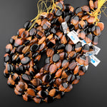 Bright Orange Black Bumble Bee Agate Oval Beads Halloween 15.5" Strand