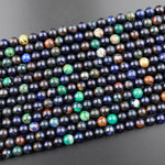 Rare Natural Azurite 8mm Round Beads 15.5" Strand
