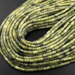 Natural Green Serpentine Jade Tube Cylinder Beads 6mm 15.5" Strand
