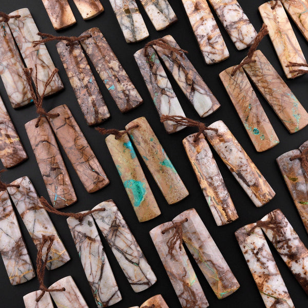 Natural Turquoise From Royston Nevada Rectangle Cabochon Cab Pair Drilled Matched Earrings Beads