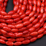 Genuine Red Bamboo Coral Small Rice Barrel Beads 8mm 15.5" Strand