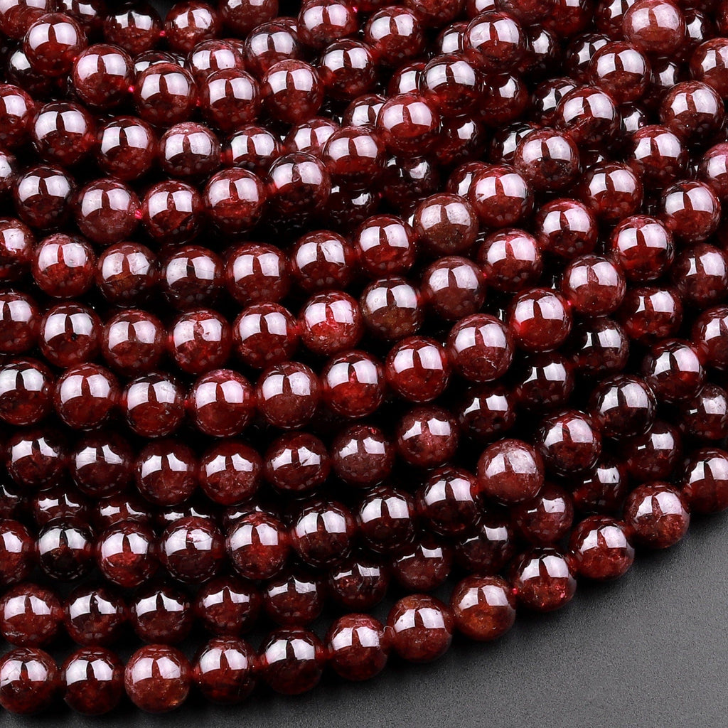 AA Natural Red Garnet 4mm 6mm 8mm 10mm Round Beads 15.5" Strand