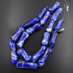 Large Phenomenal Freeform Natural Blue Lapis Flat Slab Pendant Beads Dog Bone Shape 15.5" Strand