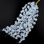 AAA Iridescent Natural White Mother of Pearl Shell Blue Evil Eye Heart Beads 6mm 8mm 10mm Choose from 5 pcs, 10pcs