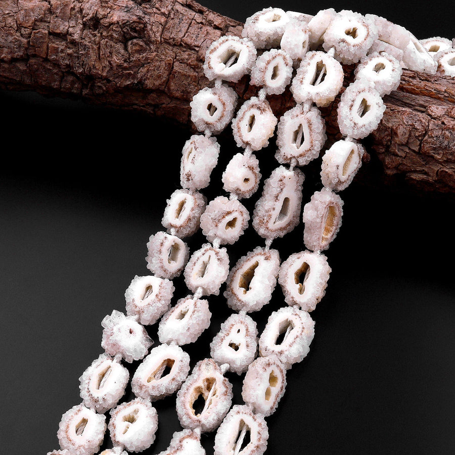 Natural Solar Quartz Stalactite Flower Beads 15.5" Strand