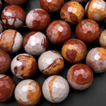 Large Phenomenal Faceted Natural Noreena Jasper 18mm 20mm Round Beads 15.5" Strand
