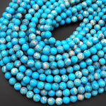 Blue Turquoise Jasper 4mm 6mm 8mm 10mm Round Beads Aka Impression Imperial Jasper Snake Skin Jasper 15.5" Strand