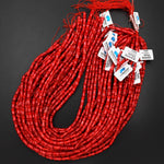 Genuine Red Bamboo Coral Carved Branch Shape Beads 15.5" Strand